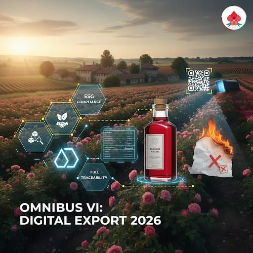 Краят на хартиените сертификати: Как Omnibus VI и Blockchain предефинират износа на българско розово масло през 2026 г.